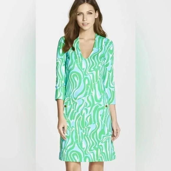 Lilly Pulitzer green Charlena Resort Finders Keepers Shift Dress Size Small - Picture 2 of 8